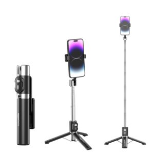 100 cm Selfie Stick with Tripod | Bluetooth Remote | Compatible with Most Smartphones | Ideal for Selfies, Makeup, Vlogging and Portrait Shots, Black