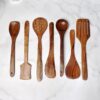 Buy Natural Wooden Spoon Set For Cooking Includes Frying Serving Spatula Chapati Dessert Rice Spoons Wooden For Nonstick Cookware Kitchen Utensils And Cooking Spoon Set Of 7 - 35.56 Cm Online at Low Prices in India - Image 3