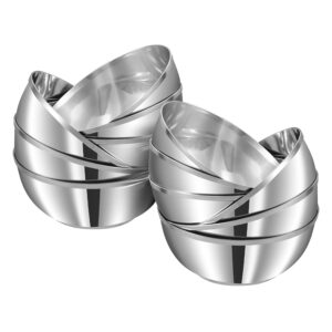 Buy Stainless Steel Kraft Serving Bowl Set of 12 Pcs - 10cm (Medium) | Ice Cream, Desert, Fruits, Rice Katori/Vati Set | Food Grade, Mirror Finish | 2 Years Warranty - Silver Online at Low Prices in India