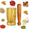 Wooden Mortar And Pestle (Okhali And Musal) (Yellow,Big Size - 9 X 9 X 12 Cm) For Kitchen - Image 4