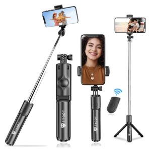 Bluetooth Extendable Selfie Sticks with Wireless Remote and Tripod Stand, 3-in-1 Multifunctional Selfie Stick with Tripod Stand Compatible with iPhone/OnePlus/Samsung/Oppo/Vivo and All Phones
