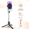 100 cm Selfie Stick with Tripod | Bluetooth Remote | Compatible with Most Smartphones | Ideal for Selfies, Makeup, Vlogging and Portrait Shots, Black - Image 2