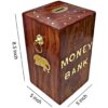 WOOD ROOM Handcrafted Money Bank - Big Size Master Size Large Piggy Bank Wooden 8 x 5 inch for Kids and Adults (Brown) - Image 2