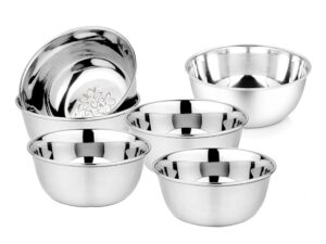 Stainless Steel Heavy Gauge Bowl/Wati Set With Mirror Finish And Flower Printed Design [10.5 Cm, Set Of 6 Piece], 200 ML
