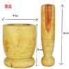 Wooden Mortar And Pestle (Okhali And Musal) (Yellow,Big Size - 9 X 9 X 12 Cm) For Kitchen - Image 7