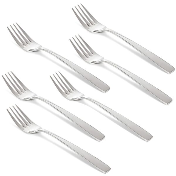 Buy 6 Pieces Stainless Steel Table Forks Set for Home & Kitchen, Fruit Fork, Dining Table, Shiny and Sturdy Handle Big Fork 18 cm, Silver