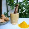 Wooden Mortar And Pestle (Okhali And Musal) (Yellow,Big Size - 9 X 9 X 12 Cm) For Kitchen - Image 3