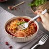 Buy 6 Pieces Stainless Steel Table Forks Set for Home & Kitchen, Fruit Fork, Dining Table, Shiny and Sturdy Handle Big Fork 18 cm, Silver - Image 5