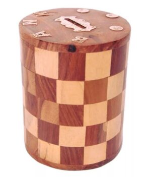 Wooden Money/Piggy Bank, Money Box, Coin Box with Carved Design for Kids/Children.