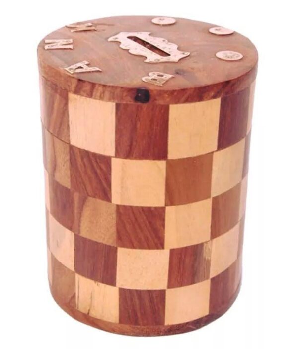 Wooden Money/Piggy Bank, Money Box, Coin Box with Carved Design for Kids/Children.